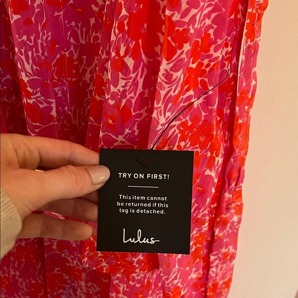 Lulu's Vibrant Pink Floral Midi Dress - Picture 5 of 8